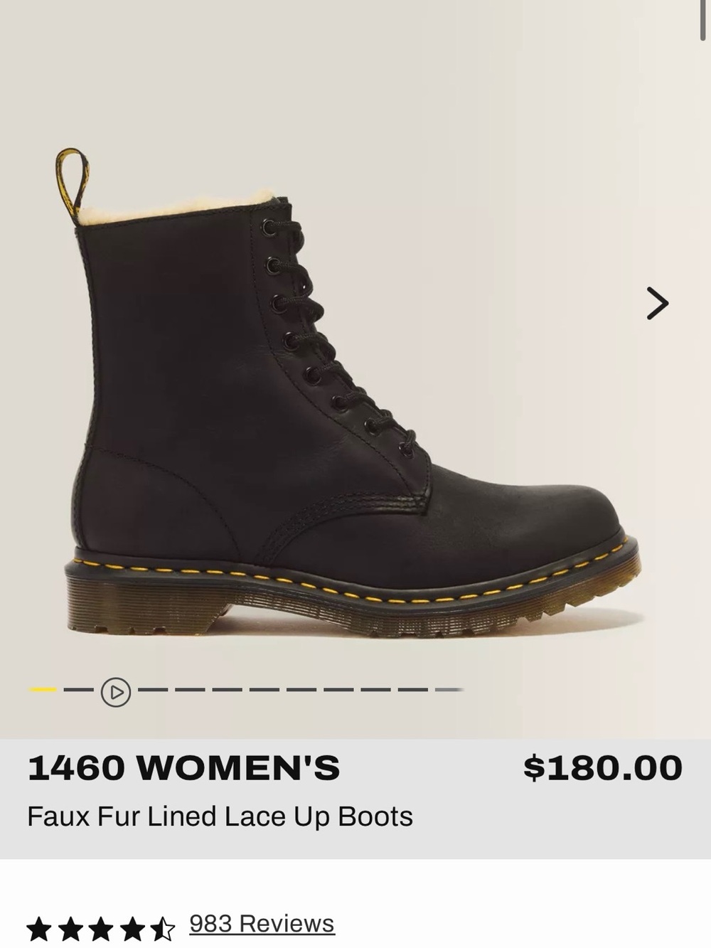 Dr. Martens 1460 Fur Lined Lace Up Boot